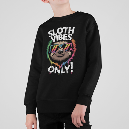 ¡Solo vibras de perezoso! Perezoso con cara genial - Sudadera unisex para niños, algodón orgánico de alta calidad - Sudadera Mini Changer ST/St SH