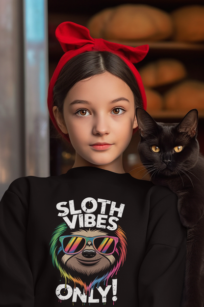 ¡Solo vibras de perezoso! Perezoso con cara genial - Sudadera unisex para niños, algodón orgánico de alta calidad - Sudadera Mini Changer ST/St SH