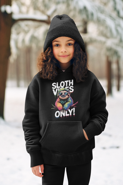Sloth Vibes ONLY! Sloth - Medium Weight Fleece Hoodie for Teens - Available Worldwide - GL