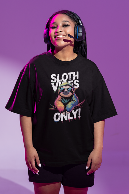 Sloth Vibes ONLY! Sloth - Unisex Adult Freestyler Heavy Oversized Short Sleeve T-Shirt ST/St SH
