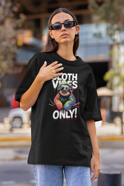 Sloth Vibes ONLY! Sloth - Unisex Adult Freestyler Heavy Oversized Short Sleeve T-Shirt ST/St SH