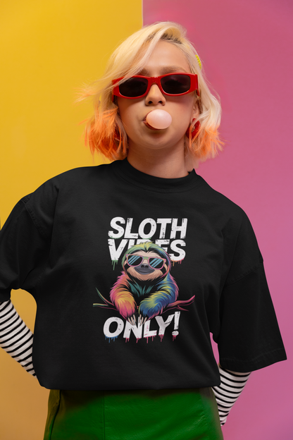 Sloth Vibes ONLY! Sloth - Unisex Adult Freestyler Heavy Oversized Short Sleeve T-Shirt ST/St SH