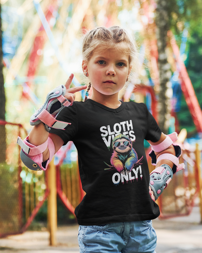 Sloth Vibes ONLY! Sloth - Unisex Kids' Short-Sleeve T-Shirt, Organic Cotton, High-Quality, Durable T-Shirt Kids BC SH