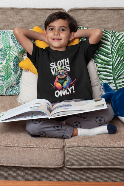 Sloth Vibes ONLY! Sloth - Unisex Kids' Short-Sleeve T-Shirt, Organic Cotton, High-Quality, Durable T-Shirt Kids BC SH