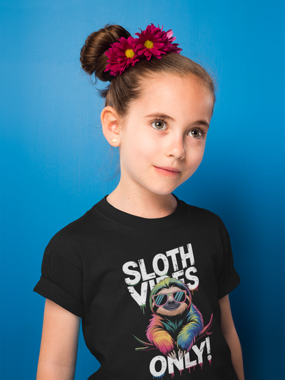 Sloth Vibes ONLY! Sloth - Unisex Kids' Short-Sleeve T-Shirt, Organic Cotton, High-Quality, Durable T-Shirt Kids BC SH