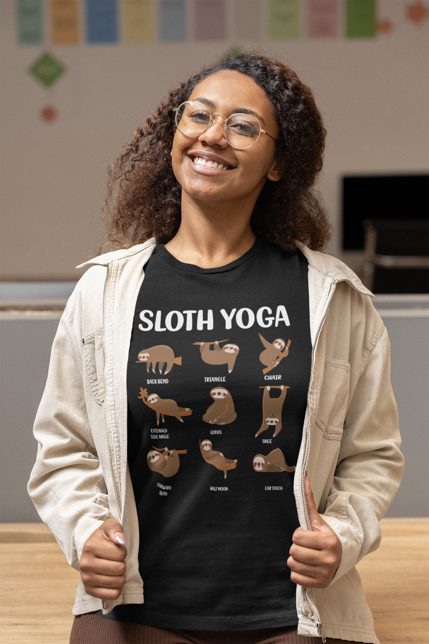 Sloth Yoga Faultier - Unisex Erwachsenen Bio Baumwolle Kurzarm Shirt Creator T-Shirt 2.0 ST/ST SH
