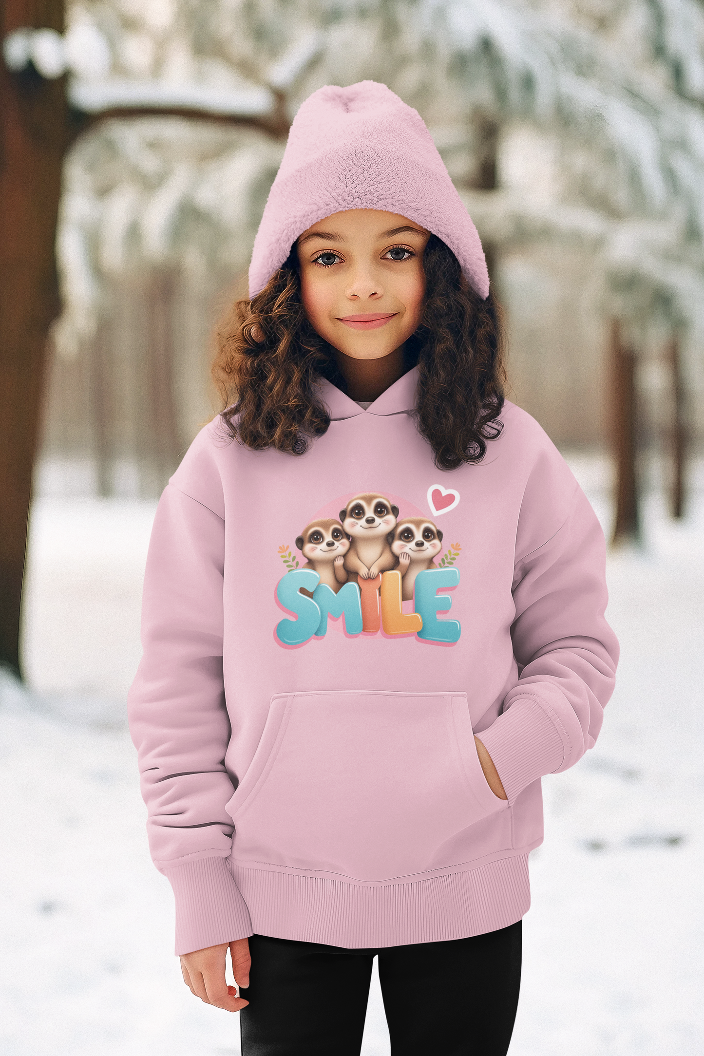 Smile Herz Erdmännchen Kinder Hoodie Pullover Bio Baumwolle Hochwertig Langlebig - Mini Cruiser Hoodie 2.0 ST/ST SH