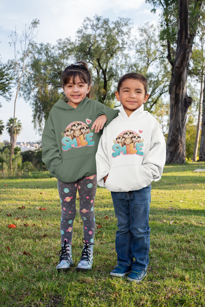 SMILE mit Herz Erdmännchen - Hochwertiger Mittelschwerer Fleece-Hoodie für Jugendliche - Weltweit Verfügbar - GL