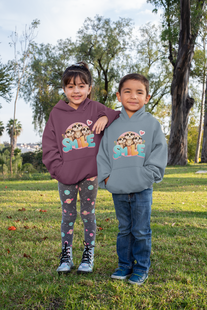 SMILE mit Herz Erdmännchen - Hochwertiger Mittelschwerer Fleece-Hoodie für Jugendliche - Weltweit Verfügbar - GL