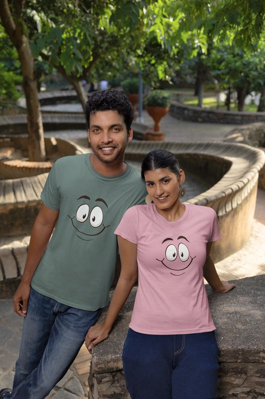 Smiler Strichsmileys Front - Unisex Erwachsenen Bio Baumwolle Kurzarm Shirt Creator T-Shirt 2.0 ST/St SK