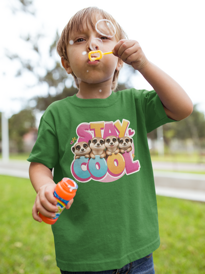 Stay Cool Erdmännchen - Kinder T-Shirt Kurzarm-Shirt Baumwolle Hochwertig Langlebig - T-Shirt Kids BC SH