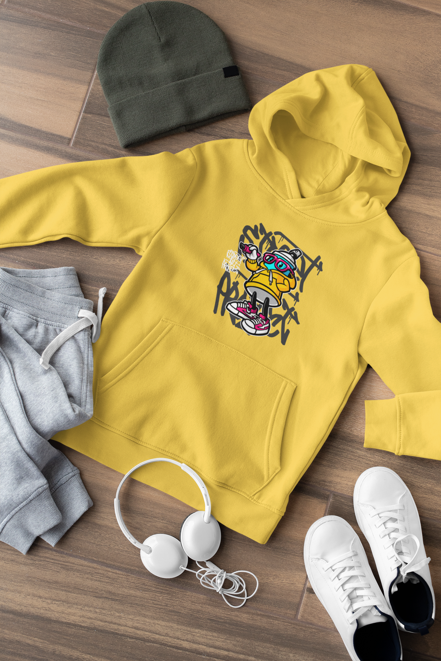 Hochwertiger Mittelschwerer Fleece-Hoodie für Jugendliche - Street Art Project Funny - Weltweit verfügbar - GL