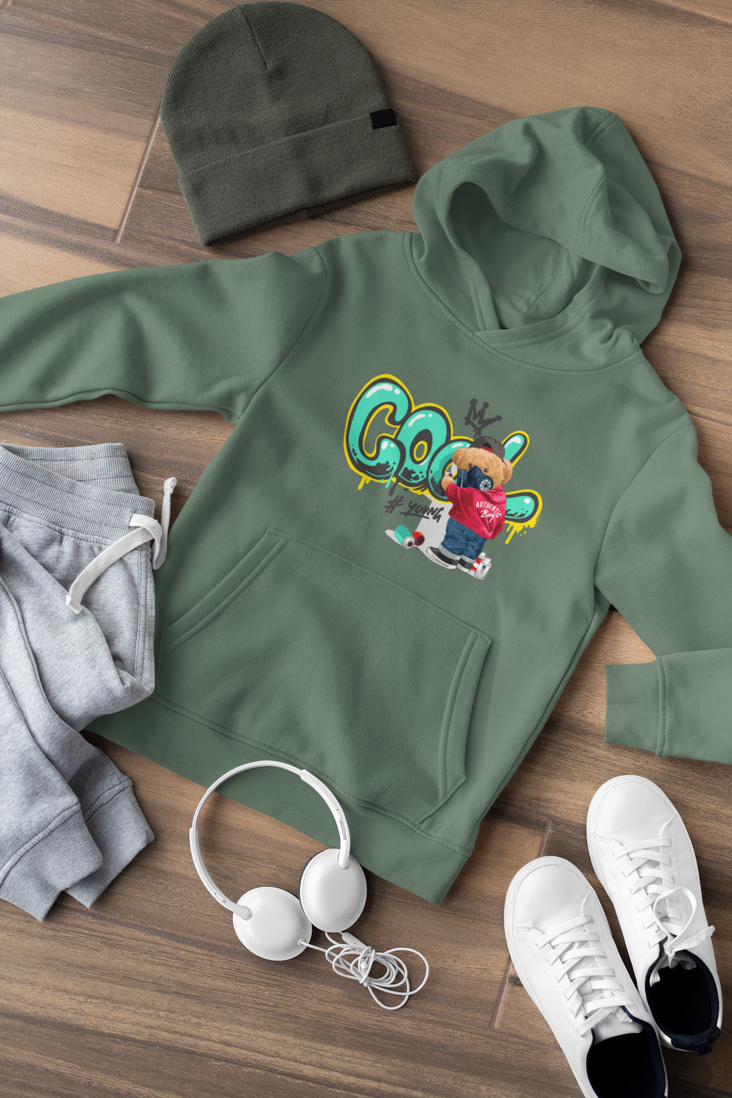 Hochwertiger Mittelschwerer Fleece-Hoodie für Jugendliche - Streetwear Street Art Teddy COOL #young - Weltweit verfügbar - GL