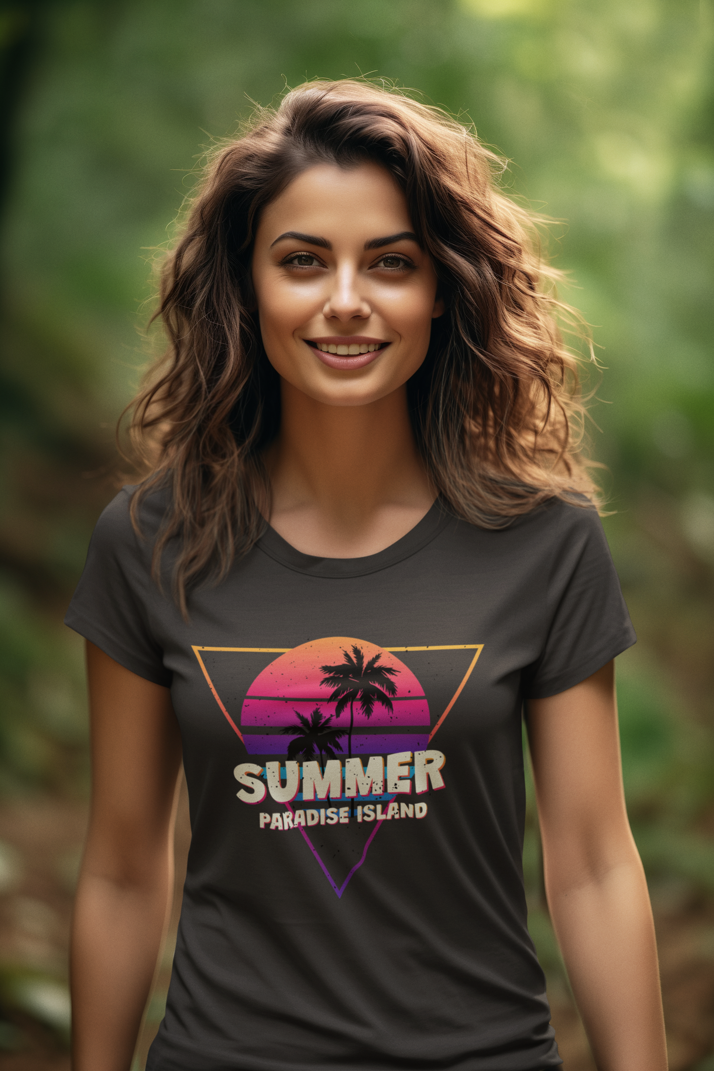 Summer Paradise Island Retro Sunset Creator Camiseta