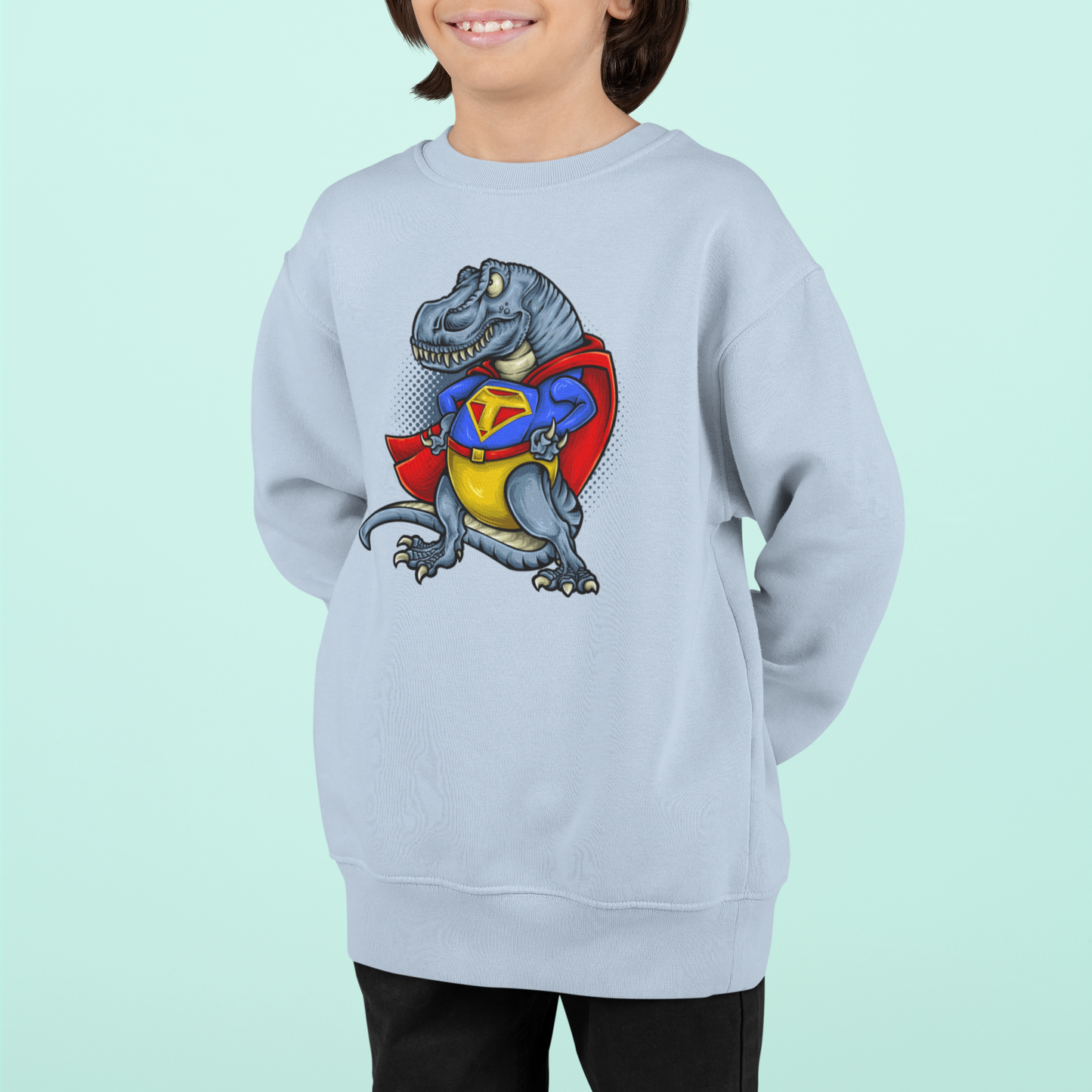 Kinder Pullover Sweatshirt Bio Baumwolle Hochwertig Langlebig - Super T-Rex Dinosaurier - Mini Changer Sweatshirt ST/ST SH