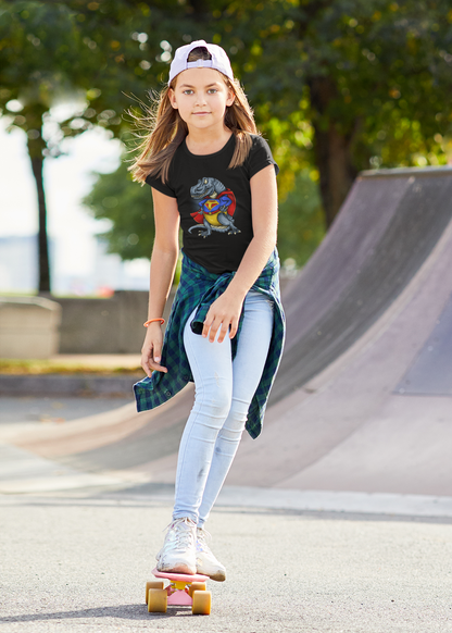 Super T-Rex Dinosaurier - Kinder T-Shirt Kurzarm-Shirt Baumwolle Hochwertig Langlebig - T-Shirt Kids BC SH