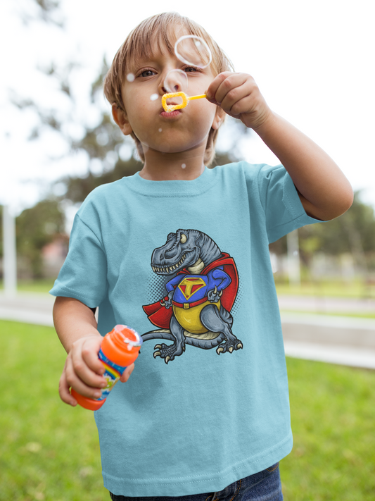 Super T-Rex Dinosaurier - Kinder T-Shirt Kurzarm-Shirt Baumwolle Hochwertig Langlebig - T-Shirt Kids BC SH