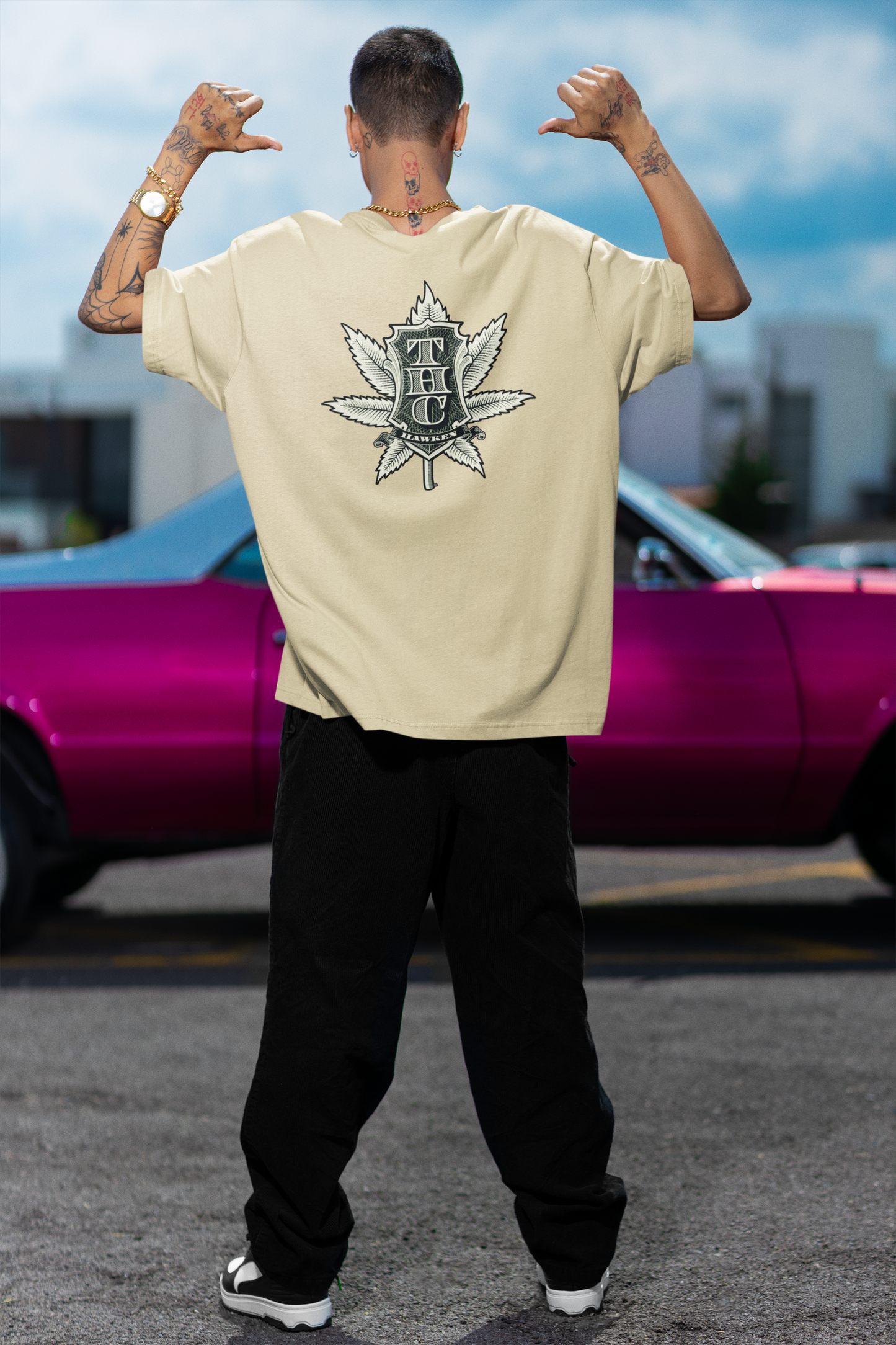THC Streetwear Backprint - Freestyler Bio Oversized Unisex T-Shirt Erwachsenen SH