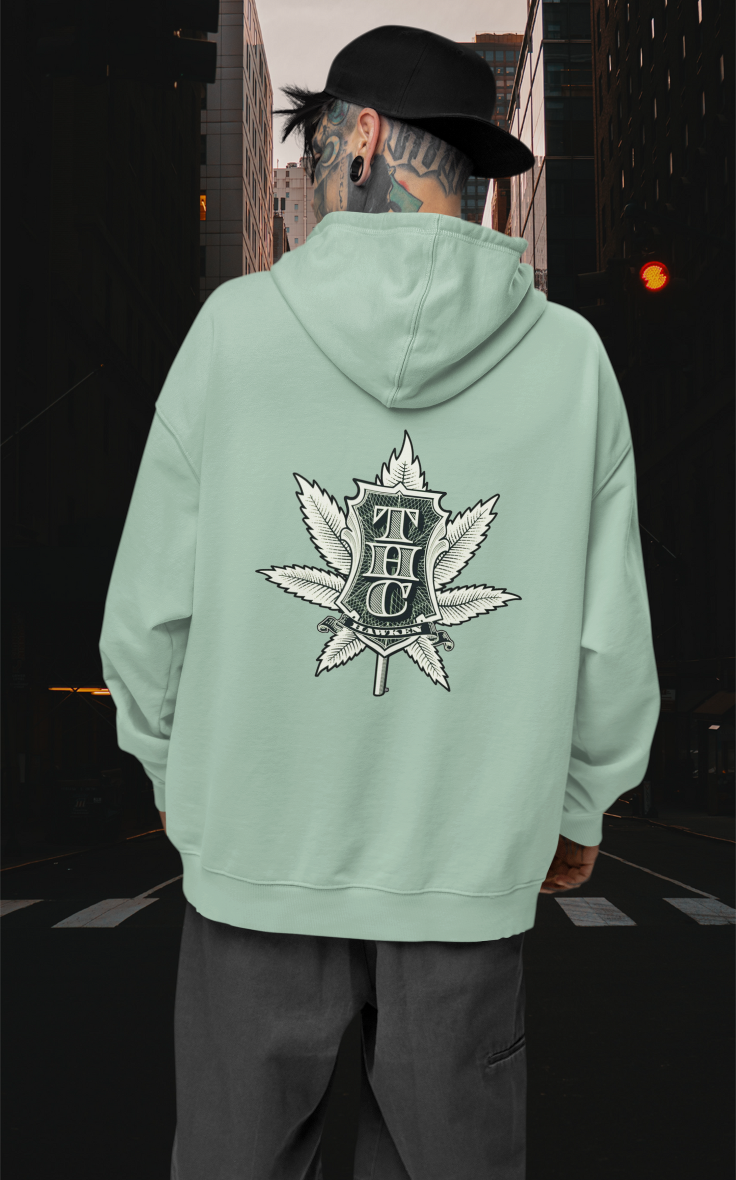 THC Streetwear Backside - Slammer Bio Oversized Unisex Hoodie Erwachsenen SH