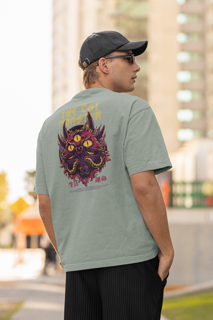 THE CAT MONSTER Warrior Streetwear Backprint - Freestyler Bio Oversized Unisex T-Shirt Erwachsene SH