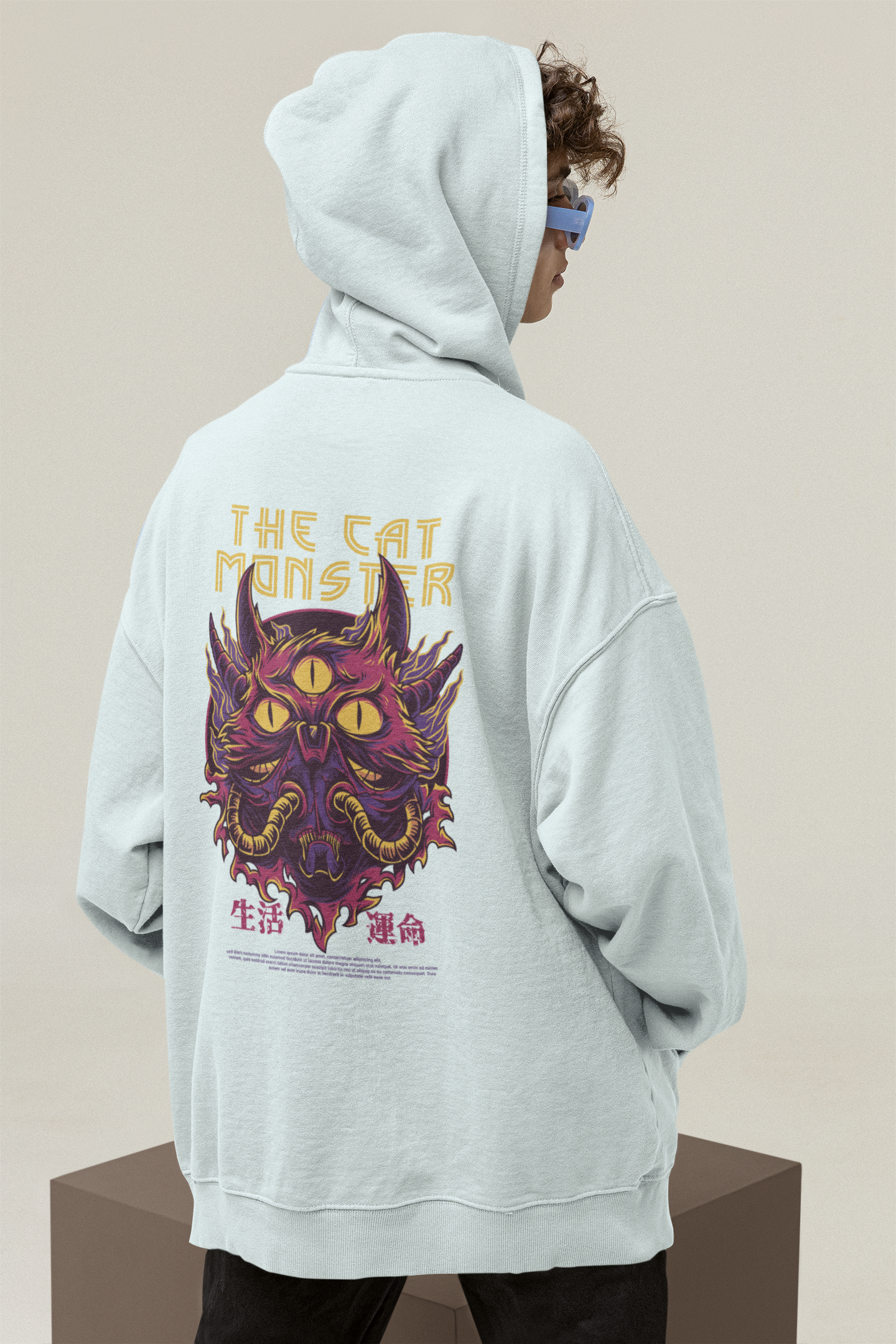 THE CAT MONSTER Warrior Streetwear - Slammer Bio Oversized Unisex Hoodie Erwachsenen SH