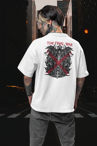 THE FINAL WAR Warrior Streetwear Backprint - Camiseta orgánica extragrande Freestyler para adultos SH