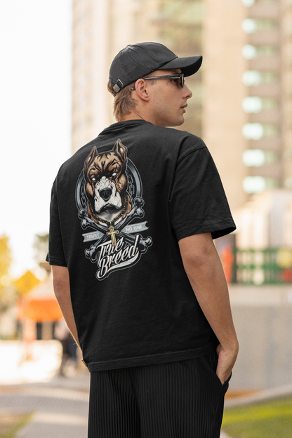 TRUE BREED NO TRUST Streetwear Backprint - Freestyler Organic Oversized Unisex T-Shirt Adult SH