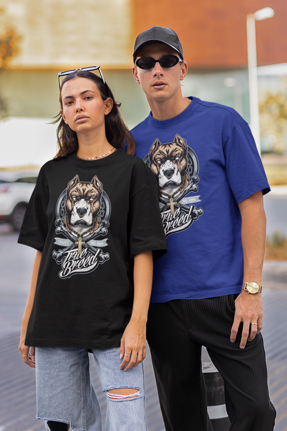 TRUE BREED NO TRUST Streetwear Backprint - Freestyler Organic Oversized Unisex Tshirt Adult SH