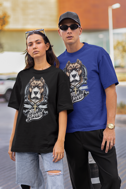 TRUE BREED NO TRUST Streetwear Backprint - Freestyler Organic Oversized Unisex Tshirt Adult SH