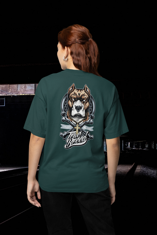 TRUE BREED NO TRUST Streetwear Backprint - Freestyler Organic Oversized Unisex T-Shirt Adult SH