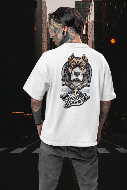 TRUE BREED NO TRUST Streetwear Backprint - Freestyler Organic Oversized Unisex T-Shirt Adult SH