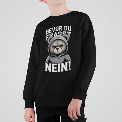 Teddy Bear - Before you ask - NO! Children's Pullover Sweatshirt Organic Cotton High Quality - Mini Changer Sweatshirt ST/ST SH