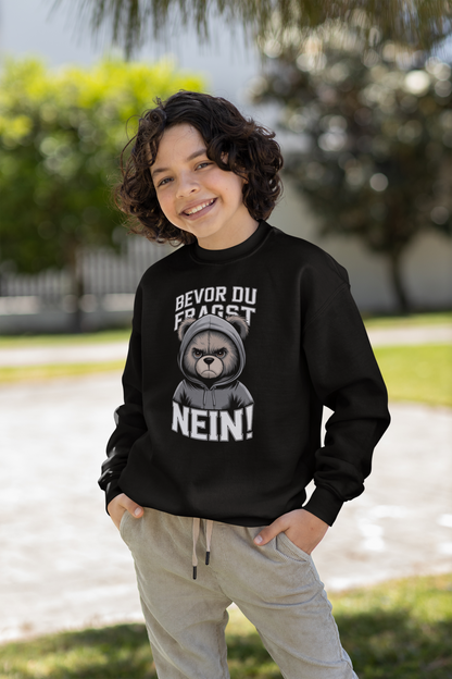 Teddy Bear - Before you ask - NO! Children's Pullover Sweatshirt Organic Cotton High Quality - Mini Changer Sweatshirt ST/ST SH