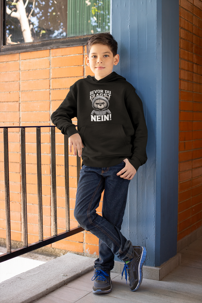 Teddy Bear - Before you ask - NO! - Kids Hoodie Pullover Organic Cotton High Quality - Mini Cruiser Hoodie 2.0 ST/ST SH