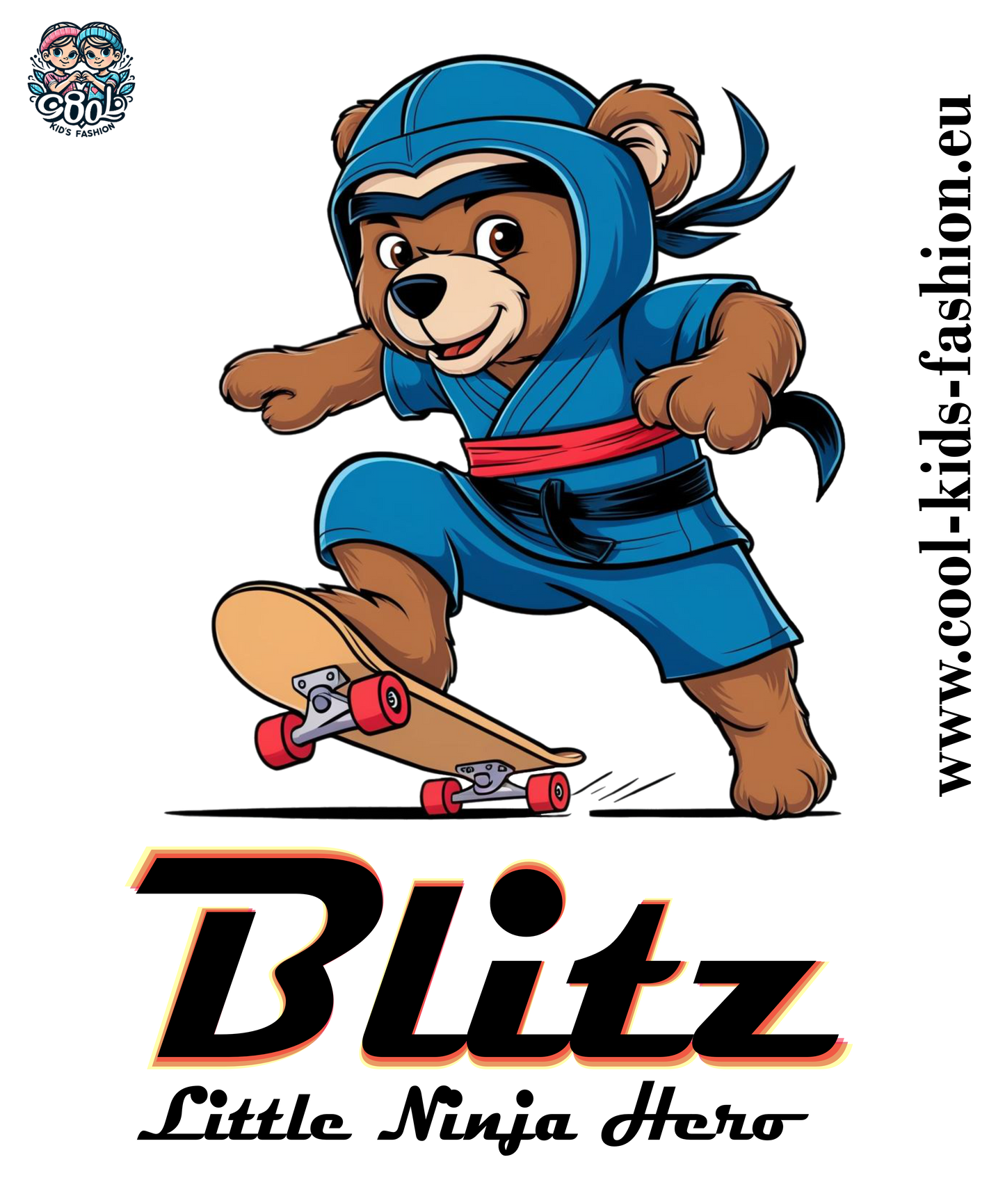 Teddy Blitz Mittelschwerer Fleece-Hoodie für Jugendliche - Teddy Blitz Little Ninja Skater Hero - Weltweit verfügbar - GL