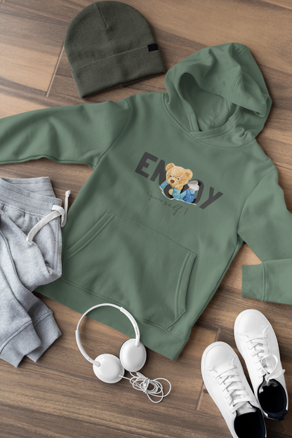 Teddy Enjoy yourself - Hochwertiger Mittelschwerer Fleece-Hoodie für Jugendliche - Weltweit Verfügbar - GL