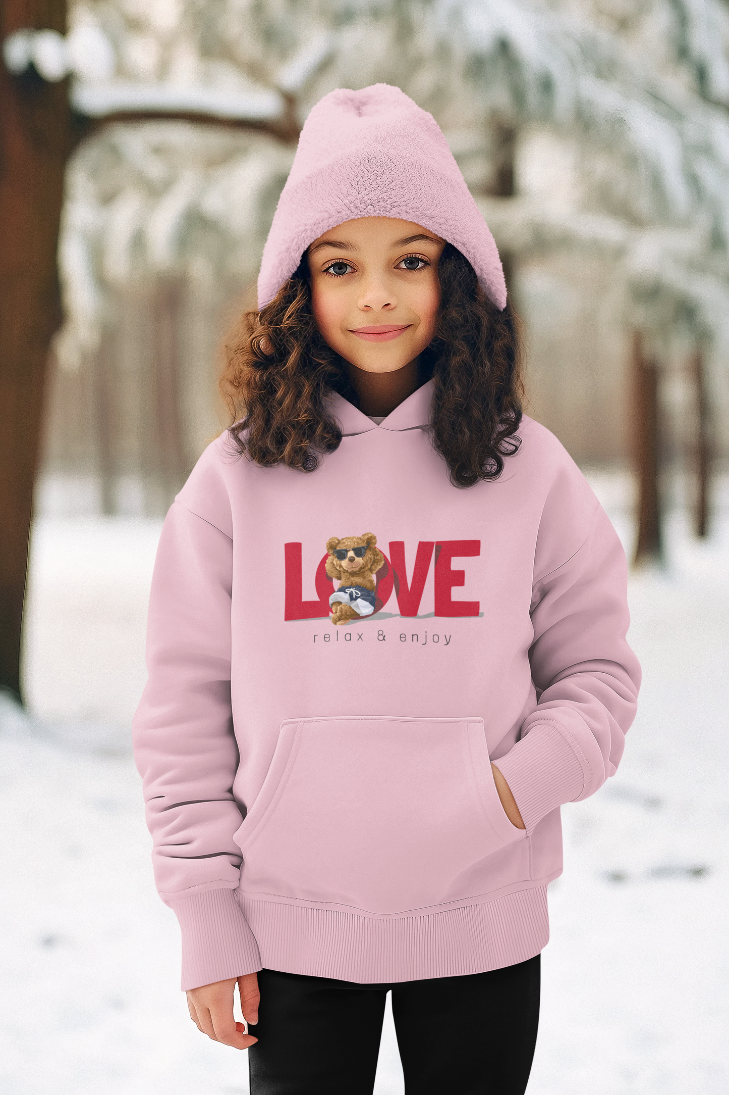 Hochwertiger Mittelschwerer Fleece-Hoodie für Jugendliche - Teddy Love relax and enjoy - Weltweit verfügbar - GL