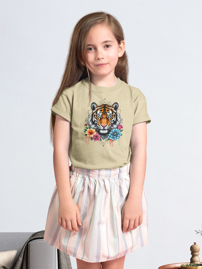 Tiger Passion in Blumen Flower Power II - Unisex Kinder Mini Creator T-Shirt SH