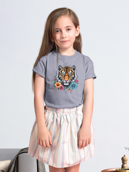 Tiger Passion in Blumen Flower Power II - Unisex Kinder Mini Creator T-Shirt SH