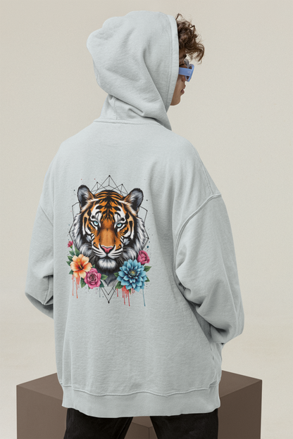 Tiger Passion in Flowers Flower Power II Back - Unisex Organic Adult Oversized Hoodie ST/ST SH