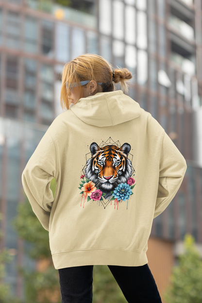 Tiger Passion in Flowers Flower Power II Back - Unisex Organic Adult Oversized Hoodie ST/ST SH