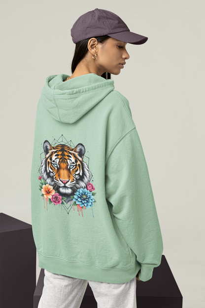Tiger Passion in Flowers Flower Power II Back - Unisex Organic Adult Oversized Hoodie ST/ST SH