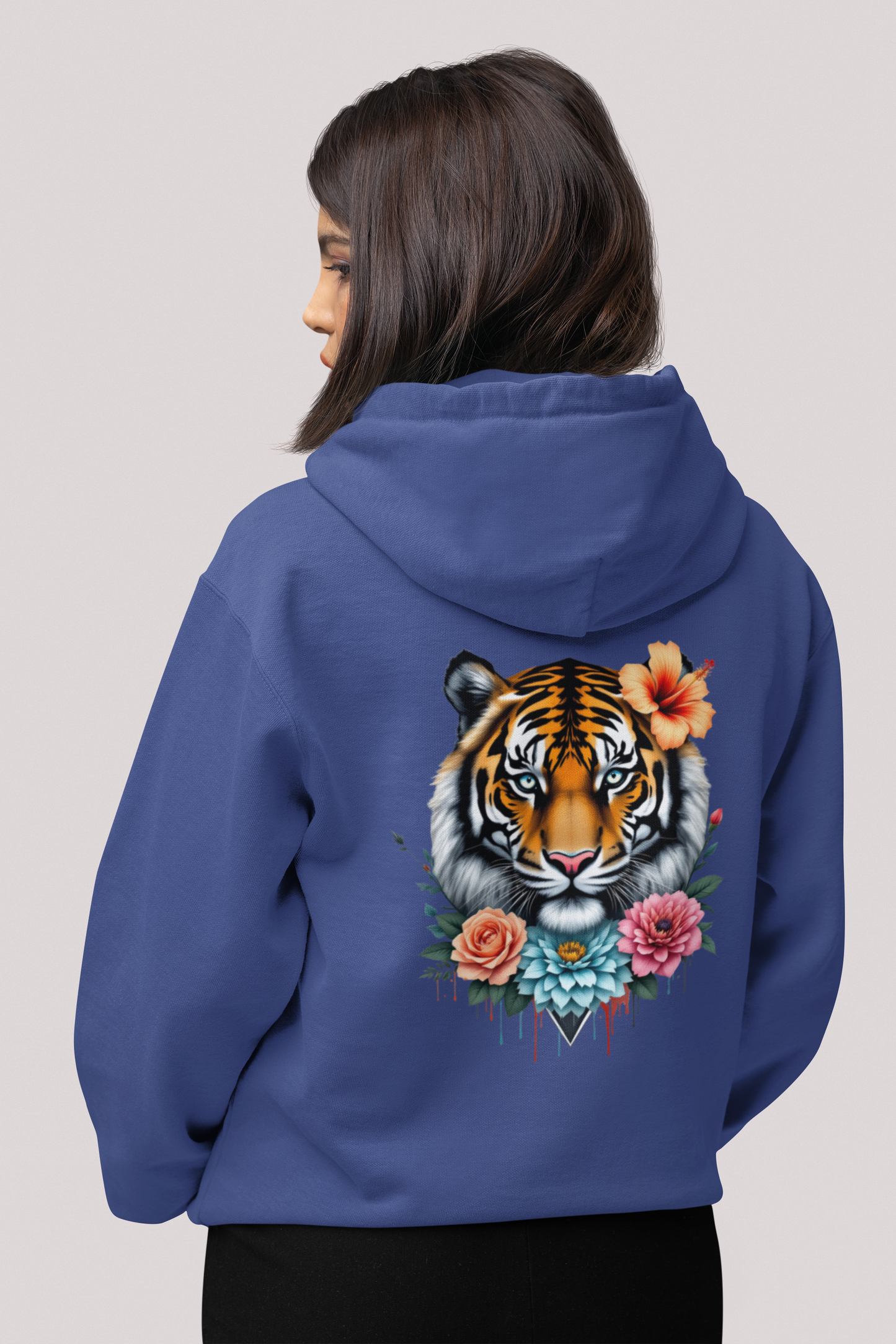 Tiger Passion in Blumen Flower Power Back - Unisex Erwachsenen Bio Organic Cruiser Hoodie 2.0 ST/ST