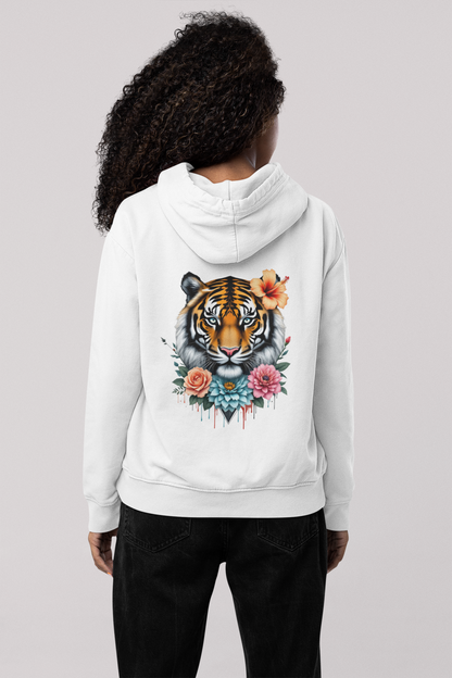 Tiger Passion in Blumen Flower Power Back - Unisex Erwachsenen Bio Organic Cruiser Hoodie 2.0 ST/ST