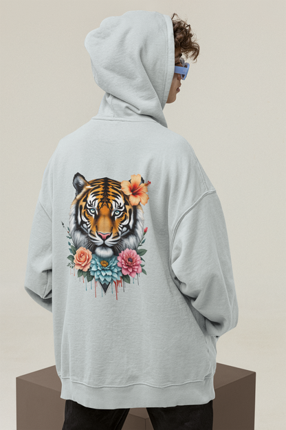 Tiger Passion in Flowers Flower Power Back - Sudadera con capucha unisex para adultos, orgánica, extragrande ST/ST SH