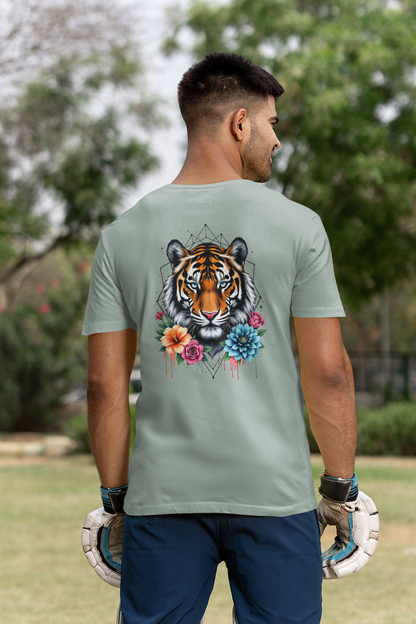 Tiger Passion in Blumen FlowerPower II Back - Unisex Bio Erwachsenen Creator T-Shirt ST/ST SH