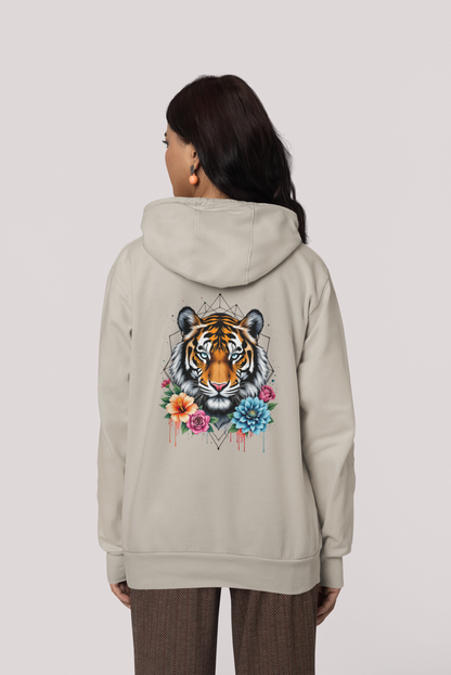 Tiger Passion in Blumen Flower Power II Back - Unisex Erwachsenen Bio Organic Cruiser Hoodie 2.0 ST/ST
