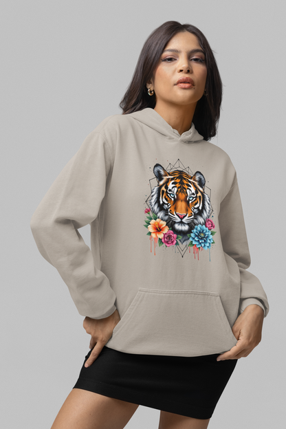 Tiger Passion in Flowers Flower Power II Front - Unisex Adult Organic Cruiser Hoodie 2.0 ST/ST SH