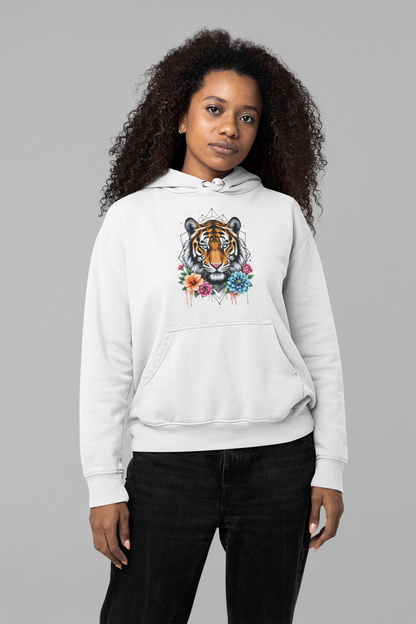 Tiger Passion in Flowers Flower Power II Front - Unisex Adult Organic Cruiser Hoodie 2.0 ST/ST SH