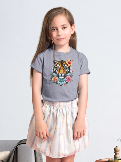 Tiger Passion in Blumen Flower Power - Unisex Kinder Mini Creator T-Shirt SH